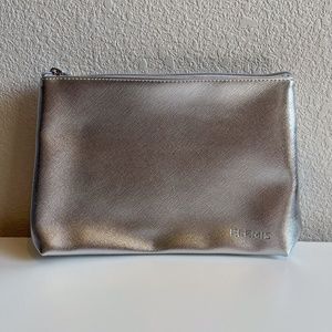 NEW Elemis Cosmetic Bag Faux Leather Silver Metallic